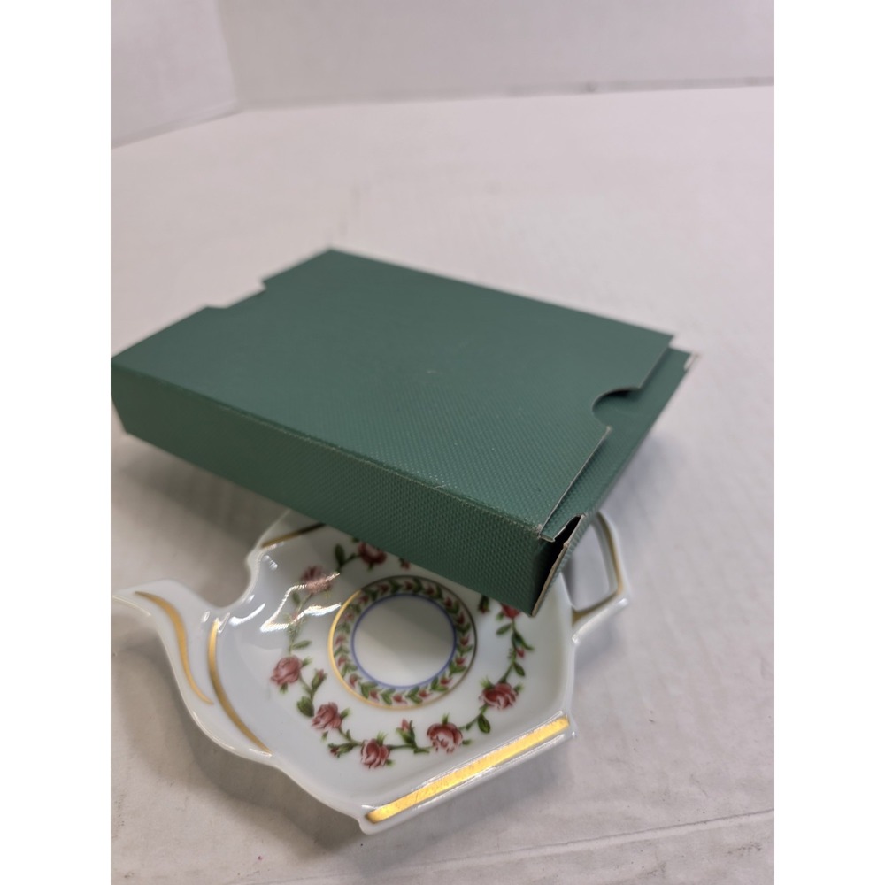 Vintage A. Raynaud & Co Limoges Porcelain Tea Bag Holder "Histoire De Roses" - Picture 5 of 7